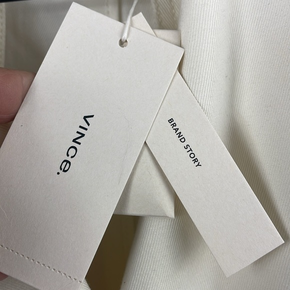 VINCE NWT Linen Cotton Double Breasted Lapel Twill Jacket Off-White size XS - Picture 8 of 10